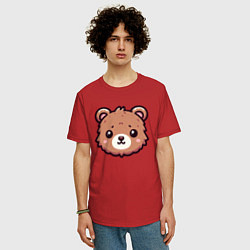 Футболка оверсайз мужская Мордочка медведя, цвет: красный — фото 2