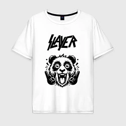 Футболка оверсайз мужская Slayer - rock panda, цвет: белый