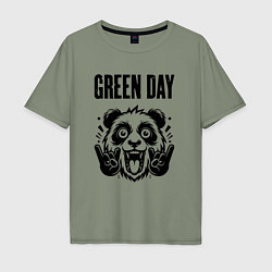 Футболка оверсайз мужская Green Day - rock panda, цвет: авокадо