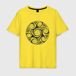 Футболка оверсайз мужская Круглый кельтский узор, цвет: желтый