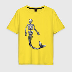 Футболка оверсайз мужская Скелет русалки, цвет: желтый