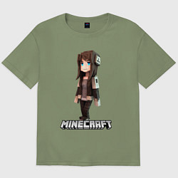 Мужская футболка оверсайз Minecraft девушка шатенка