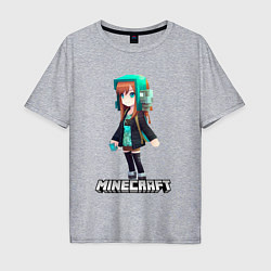 Футболка оверсайз мужская Minecraft девушка в наушниках, цвет: меланж