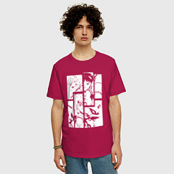 Футболка оверсайз мужская Синдзи Икари и Аска Лэнгли, цвет: маджента — фото 2