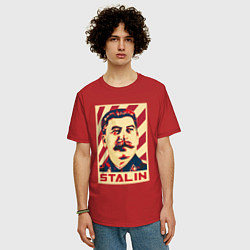 Футболка оверсайз мужская Stalin face, цвет: красный — фото 2