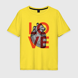 Мужская футболка оверсайз Love с сердцем