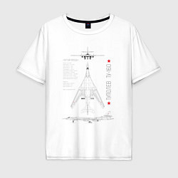 Футболка оверсайз мужская Ту-160 белый лебедь, цвет: белый