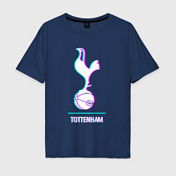 Футболка оверсайз мужская Tottenham FC в стиле glitch, цвет: тёмно-синий