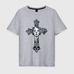 Футболка оверсайз мужская Woman cross, цвет: меланж