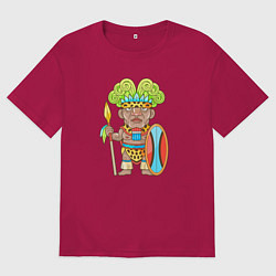 Футболка оверсайз мужская Африканский храбрый воин, цвет: маджента