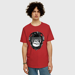 Футболка оверсайз мужская Music gorilla, цвет: красный — фото 2
