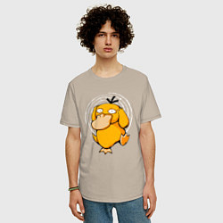 Футболка оверсайз мужская Желтая утка псидак, цвет: миндальный — фото 2
