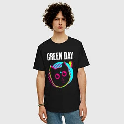 Футболка оверсайз мужская Green Day rock star cat, цвет: черный — фото 2