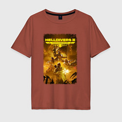 Футболка оверсайз мужская Helldivers 2: Battleground, цвет: кирпичный