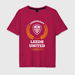 Мужская футболка оверсайз Лого Leeds United и надпись legendary football clu