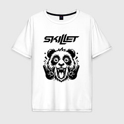 Футболка оверсайз мужская Skillet - rock panda, цвет: белый