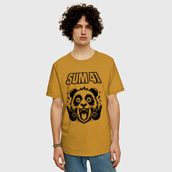 Футболка оверсайз мужская Sum41 - rock panda, цвет: горчичный — фото 2