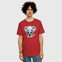 Футболка оверсайз мужская Веселый африканский слоненок, цвет: красный — фото 2