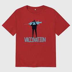 Футболка оверсайз мужская Вакцинация, цвет: красный