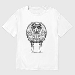 Футболка оверсайз мужская Овечка модная, цвет: белый