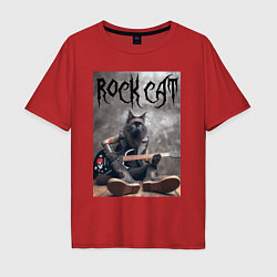Мужская футболка оверсайз Rock cat - ai art