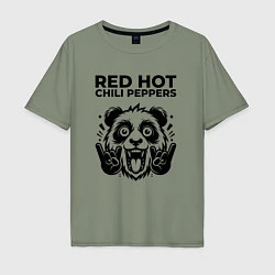 Футболка оверсайз мужская Red Hot Chili Peppers - rock panda, цвет: авокадо