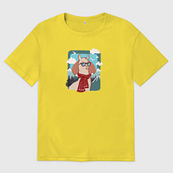 Футболка оверсайз мужская Крутая лама покоряет горы, цвет: желтый