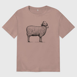 Футболка оверсайз мужская Овечка новогодняя, цвет: пыльно-розовый