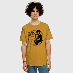 Футболка оверсайз мужская Jazz lover, цвет: горчичный — фото 2