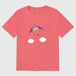 Футболка оверсайз мужская Воздушный змей, цвет: коралловый