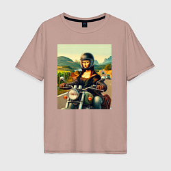 Мужская футболка оверсайз Mona Lisa on a motorcycle - ai art