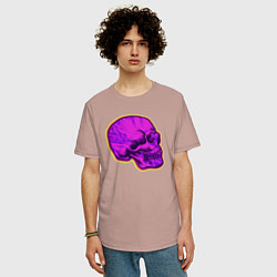 Футболка оверсайз мужская Пурпурный череп, цвет: пыльно-розовый — фото 2