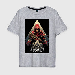 Футболка оверсайз мужская Assassins creed красный костюм, цвет: меланж