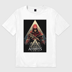 Футболка оверсайз мужская Assassins creed красный костюм, цвет: белый