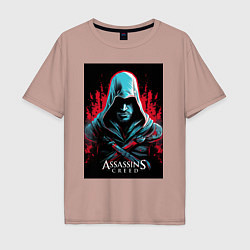 Футболка оверсайз мужская Assassins creed классика, цвет: пыльно-розовый