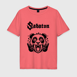 Футболка оверсайз мужская Sabaton - rock panda, цвет: коралловый