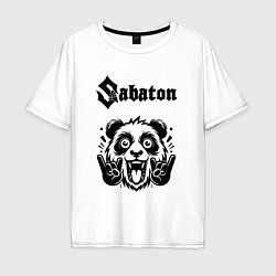 Футболка оверсайз мужская Sabaton - rock panda, цвет: белый