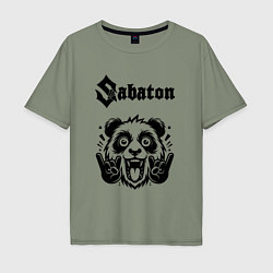 Футболка оверсайз мужская Sabaton - rock panda, цвет: авокадо