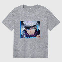 Футболка оверсайз мужская Сатору Годзё портрет Jujutsu Kaisen, цвет: меланж