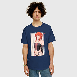 Футболка оверсайз мужская Макима в корсете, цвет: тёмно-синий — фото 2