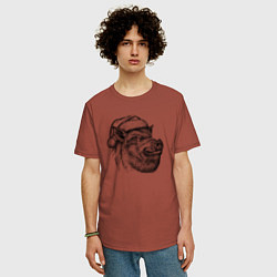 Футболка оверсайз мужская Кабан новогодний, цвет: кирпичный — фото 2
