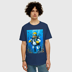 Футболка оверсайз мужская Homer diving - ai art, цвет: тёмно-синий — фото 2