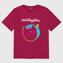 Футболка оверсайз мужская Rolling Stones rock star cat, цвет: маджента