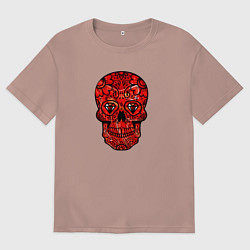 Мужская футболка оверсайз Red decorative skull