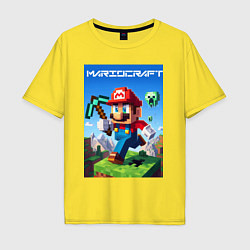 Футболка оверсайз мужская Minecraft and Mario - ai art collaboration, цвет: желтый