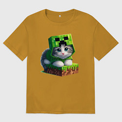 Мужская футболка оверсайз Kitten creeper collaboration - ai art
