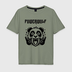 Футболка оверсайз мужская Powerwolf - rock panda, цвет: авокадо