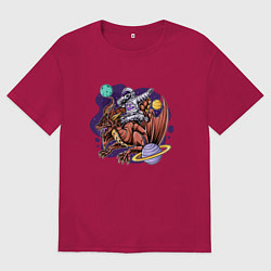 Мужская футболка оверсайз Даб космонавт на драконе