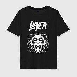 Футболка оверсайз мужская Slayer rock panda, цвет: черный