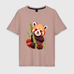 Футболка оверсайз мужская The Red Panda, цвет: пыльно-розовый